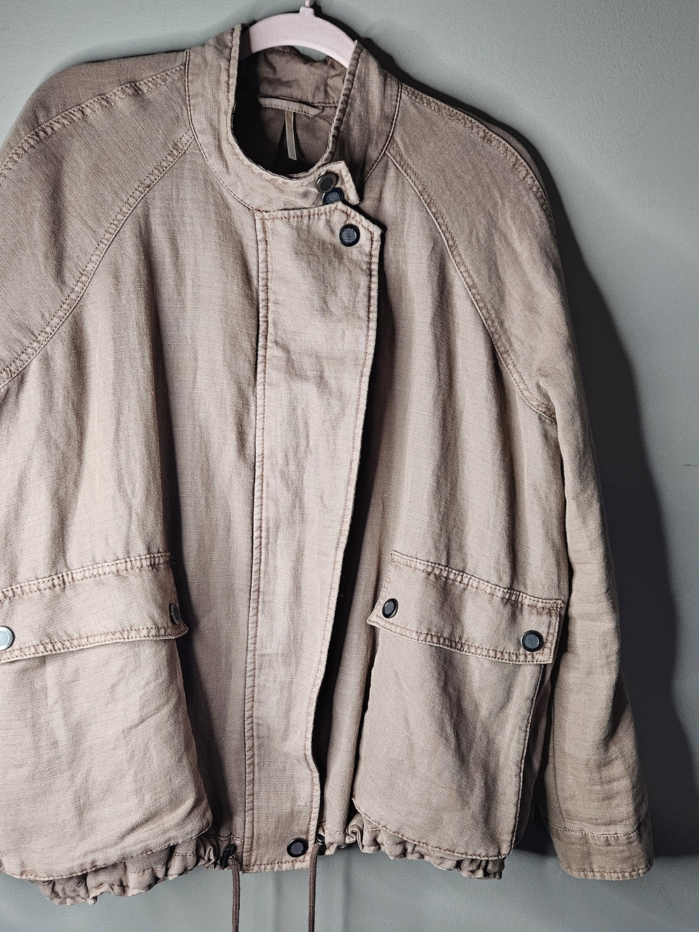 Free People Light Taupe Drawstring Utility Jacket